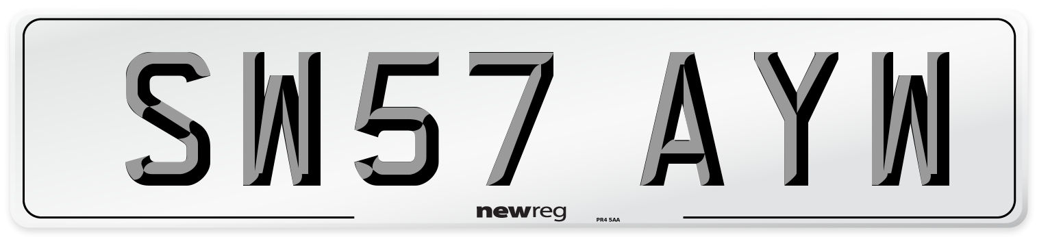 SW57 AYW Number Plate from New Reg